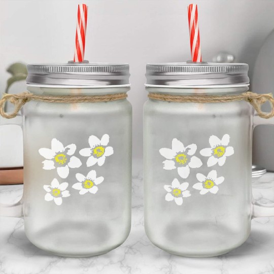 Beautiful White Daisies Flowers Spring Summer Fun Mason Jar Cups