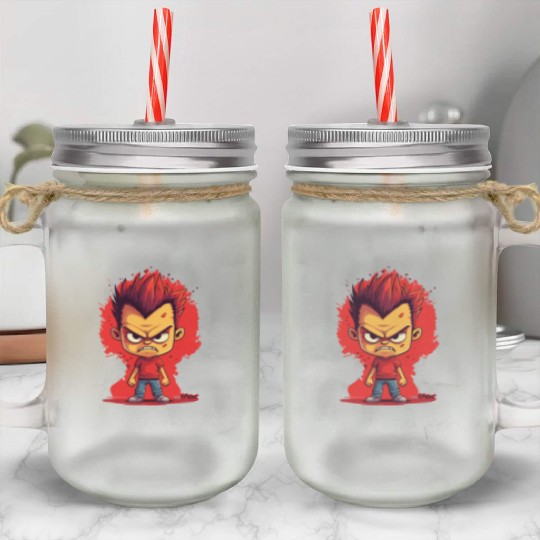 Funny Angry School Boy Mason Jar Cups