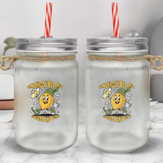 Lemonade Vibes Only Mason Jar Cups