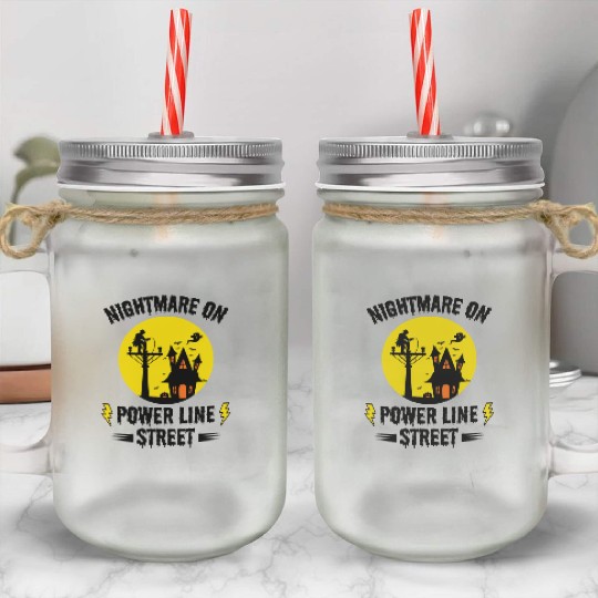 Nightmare on Power Line Street – Lineman Halloween Mason Jar Cups