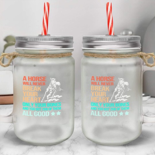 Funny Barrel Racing Cowgirl Horseback Riding Mason Jar Cups