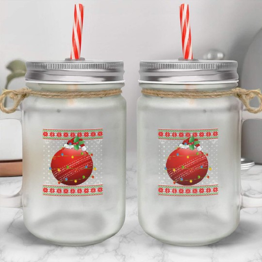 Cricket Player Christmas Mason Jar Cups
