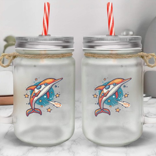 Super Funky Funk Dolphin Mason Jar Cups