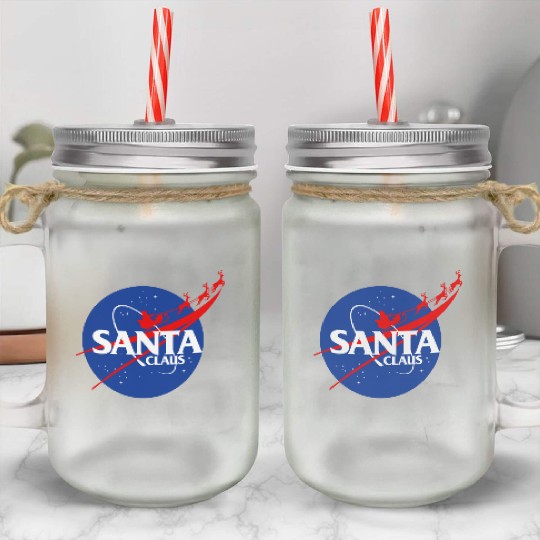 Santa claus funny parody nasa Mason Jar Cups