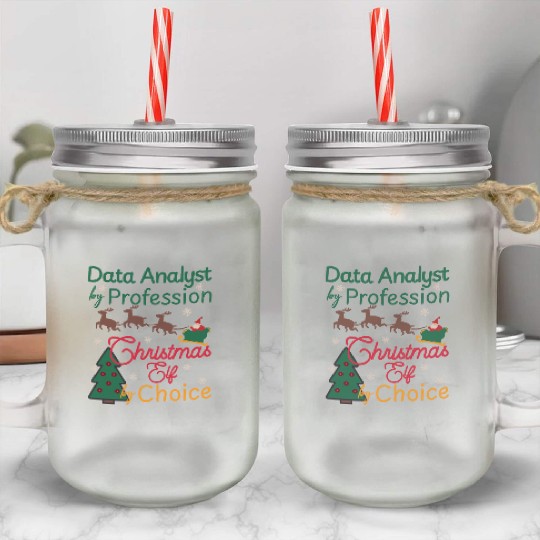 Data Analyst Christmas Xmas Elf Data Science Mason Jar Cups