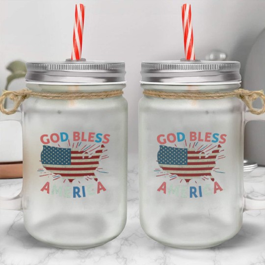 God Bless America Mason Jar Cups Design
