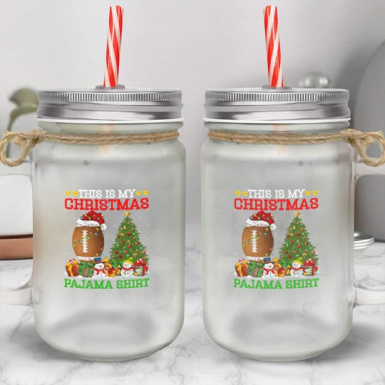 American Football Christmas Tree Lights Mason Jar Cups