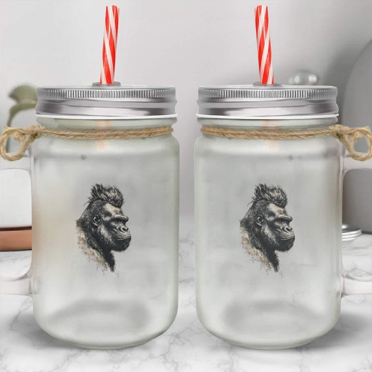 KingKong gorilla's face Mason Jar Cups