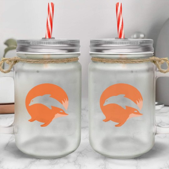 Fox or Dolphin in this fun optical illusion Mason Jar Cups