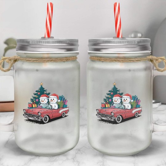 Merry Christmas , Christmas tree retro Mason Jar Cups