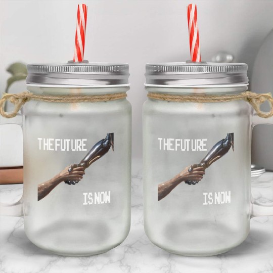 The Future is now Robot Robotic Science AI Mason Jar Cups