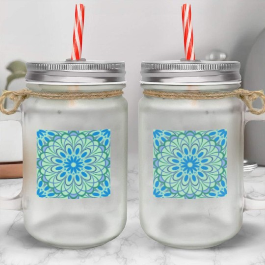 mandala Jade Stained Glass Mason Jar Cups
