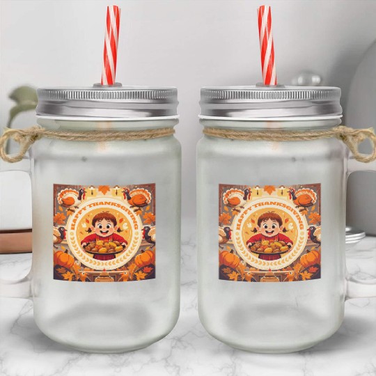 child celebrate Happy Thanksgiving Roasted Potato Mason Jar Cups