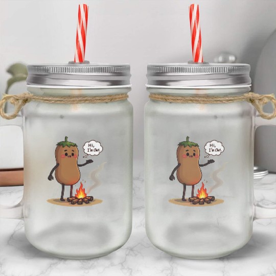 Chestnuts Roasting Christmas Cartoon Mason Jar Cups
