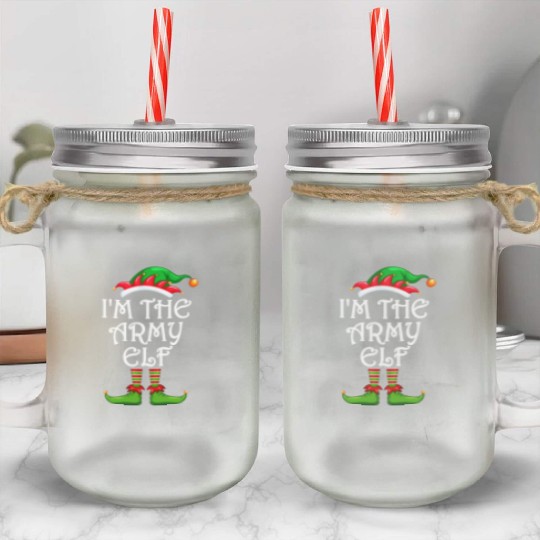 I'm The Army Elf Mason Jar Cups Matching Family Christmas