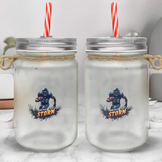 Bring the Storm: Electrifying Football Action Mason Jar Cups
