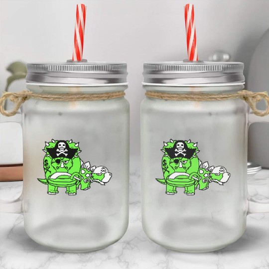 Triceratops Stegosaurus 2 Dinosaur Pirates Dinos Mason Jar Cups