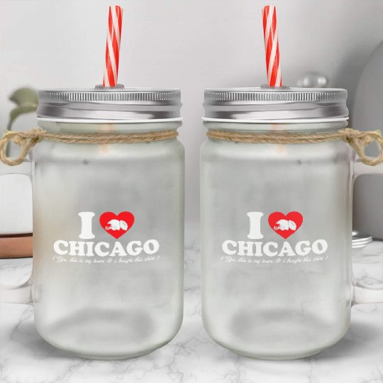 Groovy I Love CHICAGO Mason Jar Cups