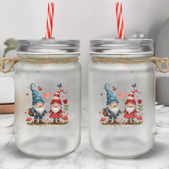 Gnomes Valentines Revelin, Valentines Retro Mason Jar Cups