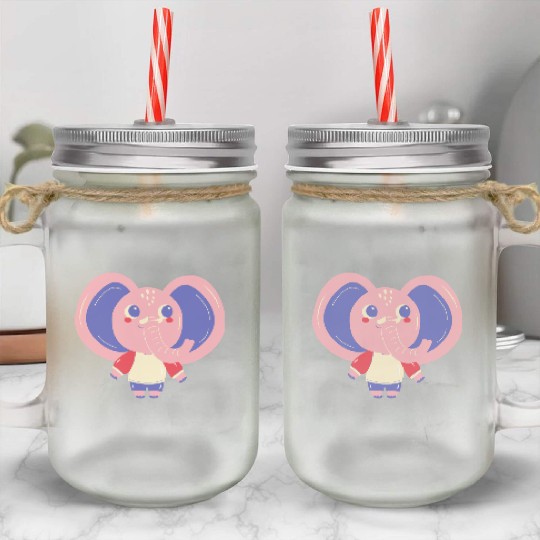 Cute Cardboard Elephant Mason Jar Cups