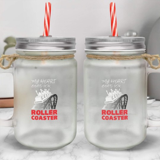 My Heart Beats for Roller Coaster Mason Jar Cups