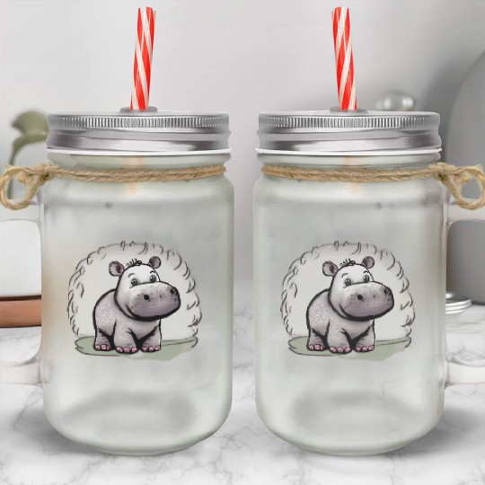 Cute hippo Mason Jar Cups