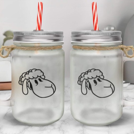 Sheep Face Head Cute Sweet Little Lamb Cool Comic Mason Jar Cups