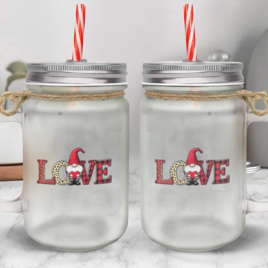 Love Gnome Valentines Day, Love Valentines Gnomes Mason Jar Cups