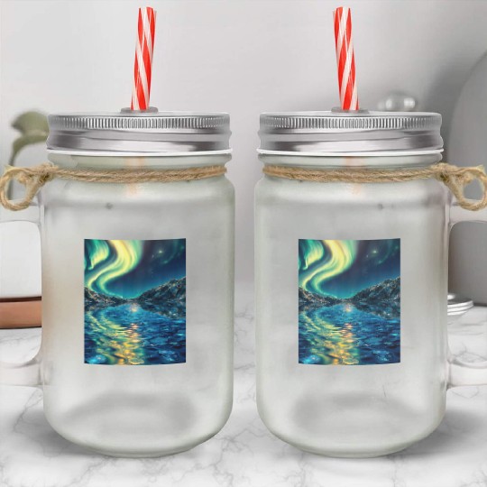 Crystal Lake of Aurora Mason Jar Cups