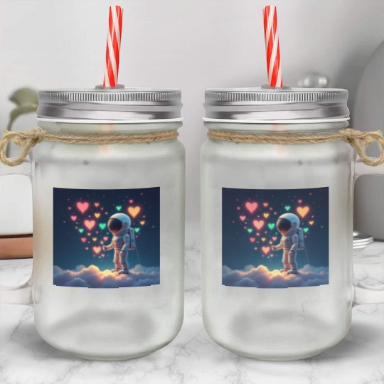 Astronauts are full of love Mason Jar Cups