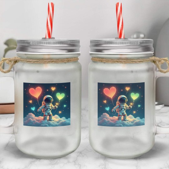 Astronauts are full of love Mason Jar Cups