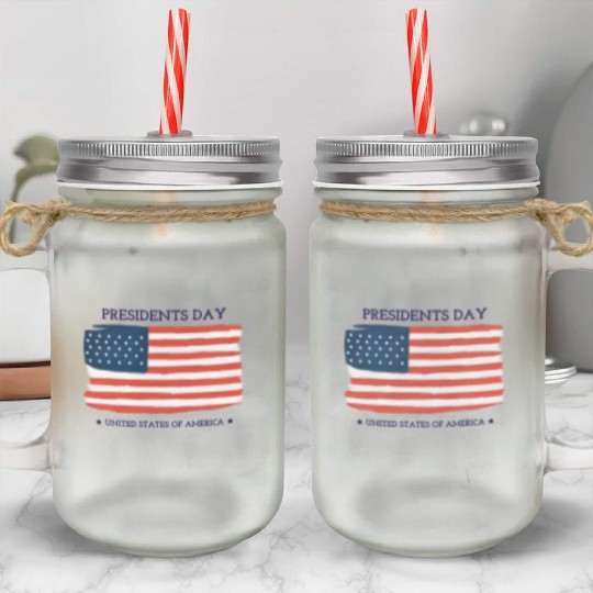 US flag.Presidents Day Mason Jar Cups