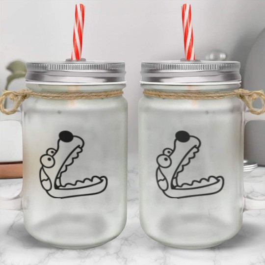 Dog Big Mouth Snout Hunger Looks Up Greedy Eating Mason Jar Cups