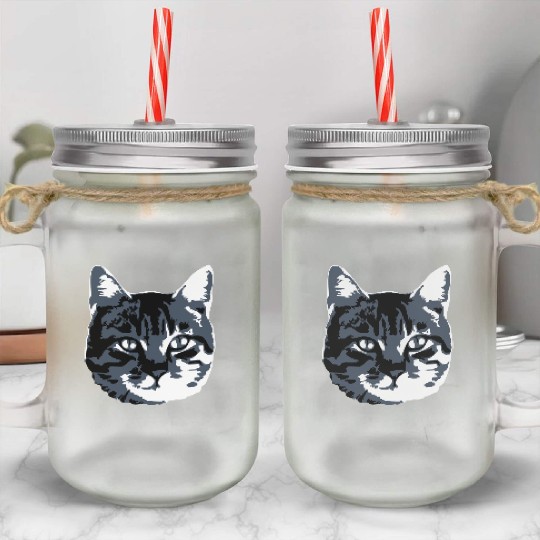 Cat Lover Realistic Pet Face Cute Cool Kitten Head Mason Jar Cups