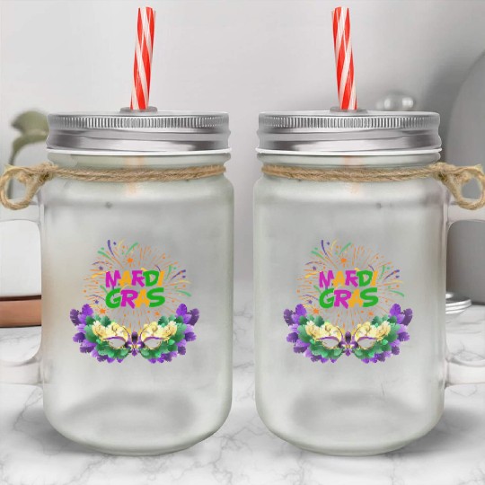 Mardi Gras New Orlean Carnival Mason Jar Cups