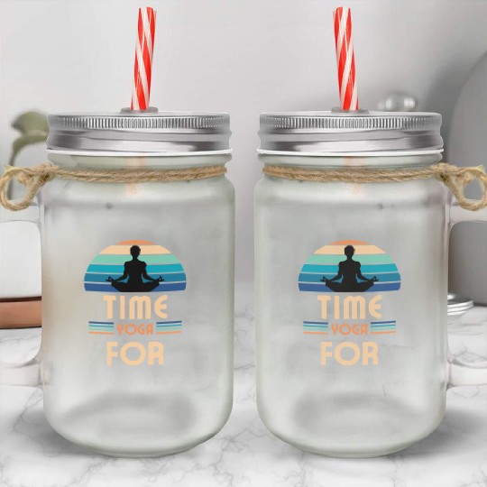 Sunrise Serenity Yoga Silhouette Art Print - Relax Mason Jar Cups