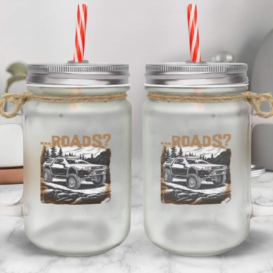 Off-road Delorean Mason Jar Cups