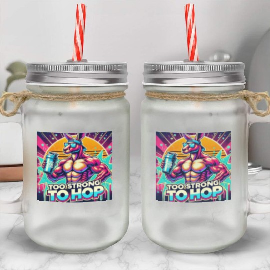 Retro Muscle Kangaroo Mason Jar Cups