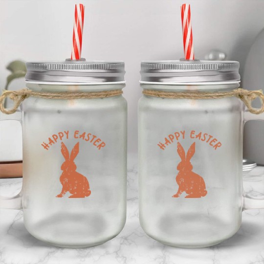 Happy Easter Vintage 90s Bunny Mason Jar Cups