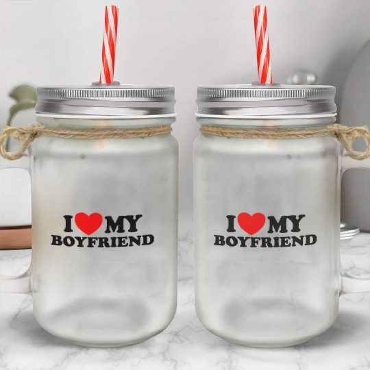 I Love My Boyfriend Matching Couple My Boyfrienmad Mason Jar Cups