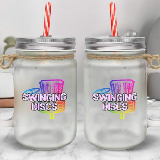 Swinging Discs in Baskets Sports Disc Golf Games Mason Jar Cups