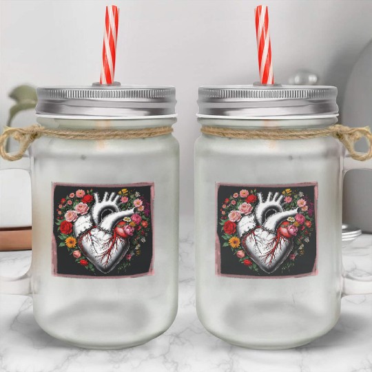 Flower Heart Spring by Tobe Fonseca Mason Jar Cups