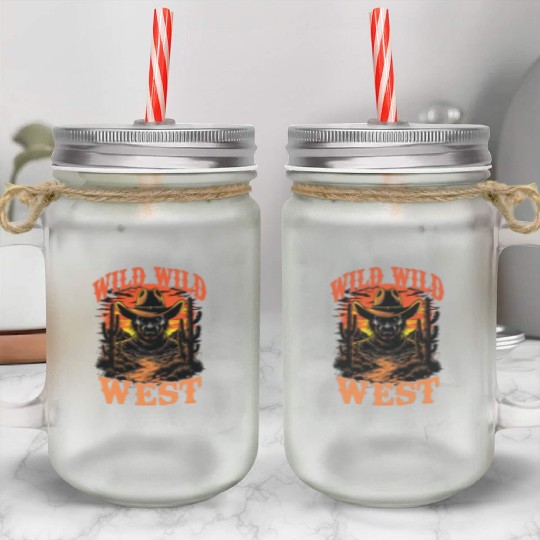 Wild Wild West Cowboy Sunset Mason Jar Cups
