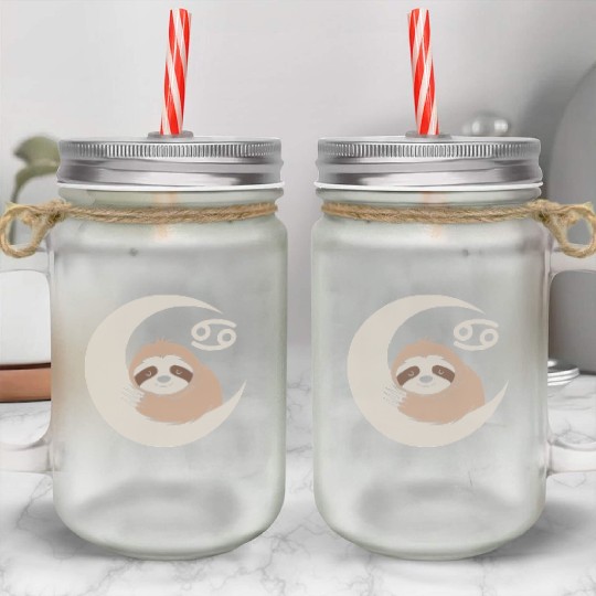 Cancer Zodiac Sloth Embrace the Calmness Mason Jar Cups