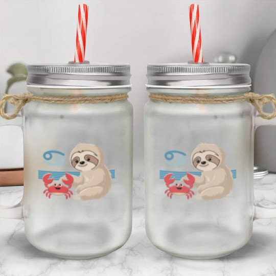 Cancer Zodiac Sloth with Adorable Crab Mason Jar Cups