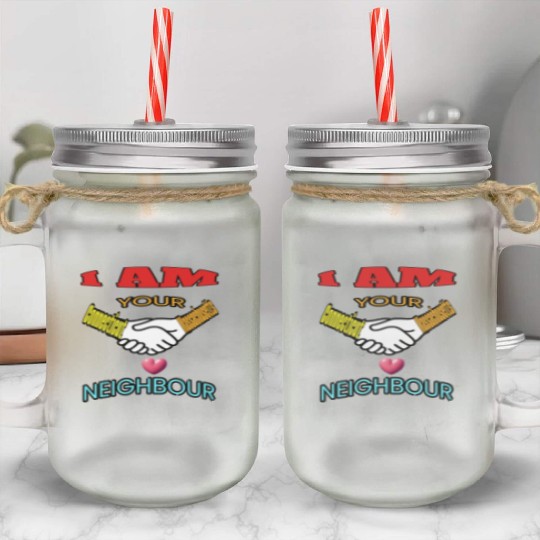 I AM YOUR NEIGHOUR CONNECTICUT AND MASSACHUSETTS Mason Jar Cups