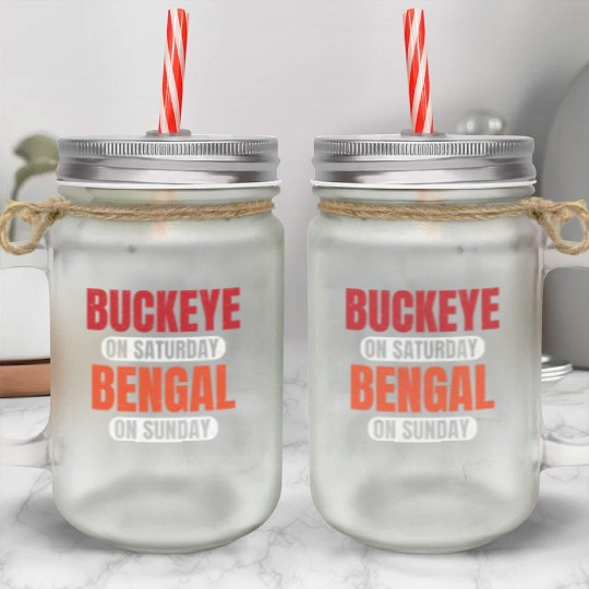 Buckey on Saturday Bengal on Sunday Artwork Mason Jar Cups
