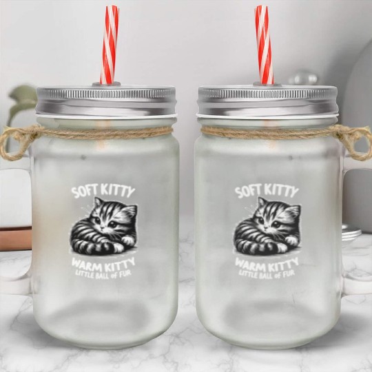 Soft Kitty (dark) Mason Jar Cups