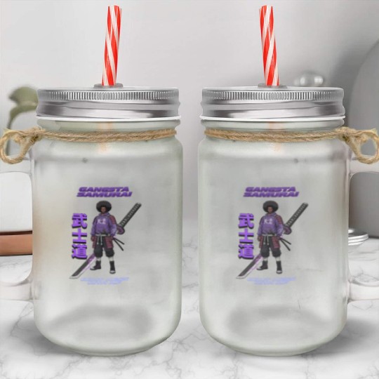 Gangsta Samurai - Afro Street Fighter Anime Manga Mason Jar Cups