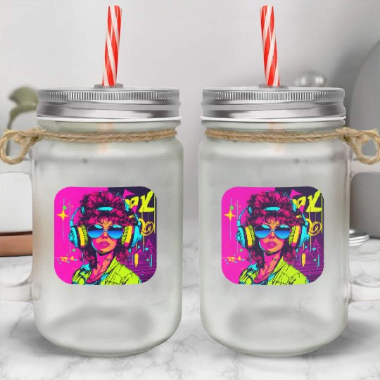 iconic pop culture 80s style fashion Mason Jar Cups